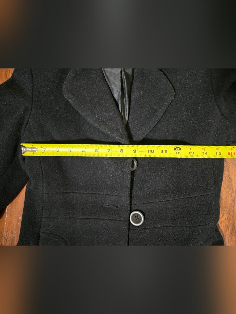 Anne Klein Wool / Nylon Black Buttoned Long Peacoat PXS - Picture 7 of 7